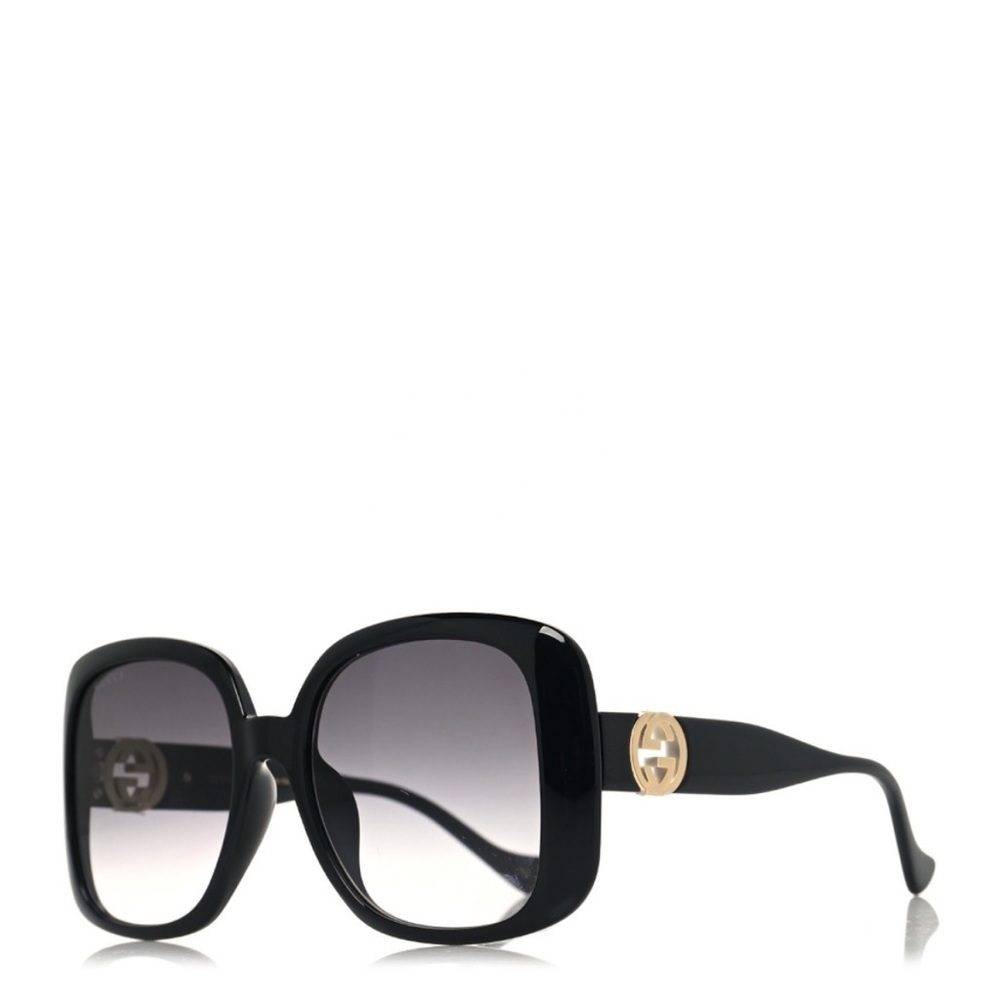 Gucci Black Oversize Logo GG Interlocking Sunglasses NEW